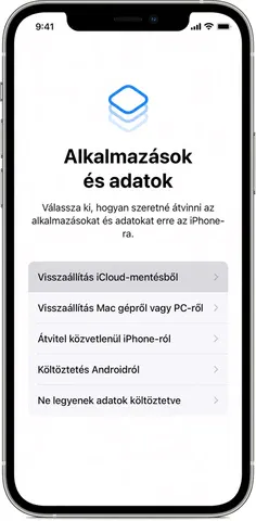 iPhone adatátvitel befejezése — sikeres átvitel visszaigazolása
